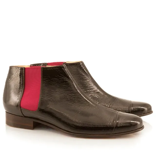 Bégum Paris Lucrèce vogue bottines vernies marron foncé talon 2 cm