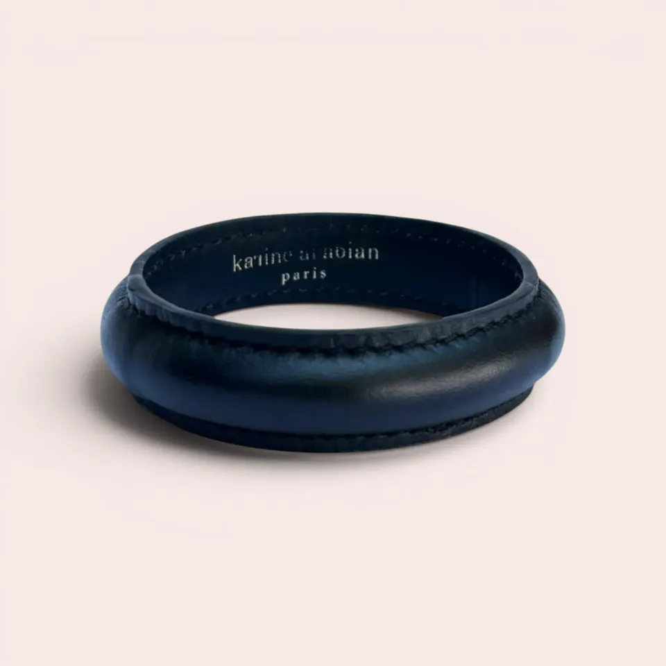 Karine Arabian Jonc noir bracelet cuir lisse