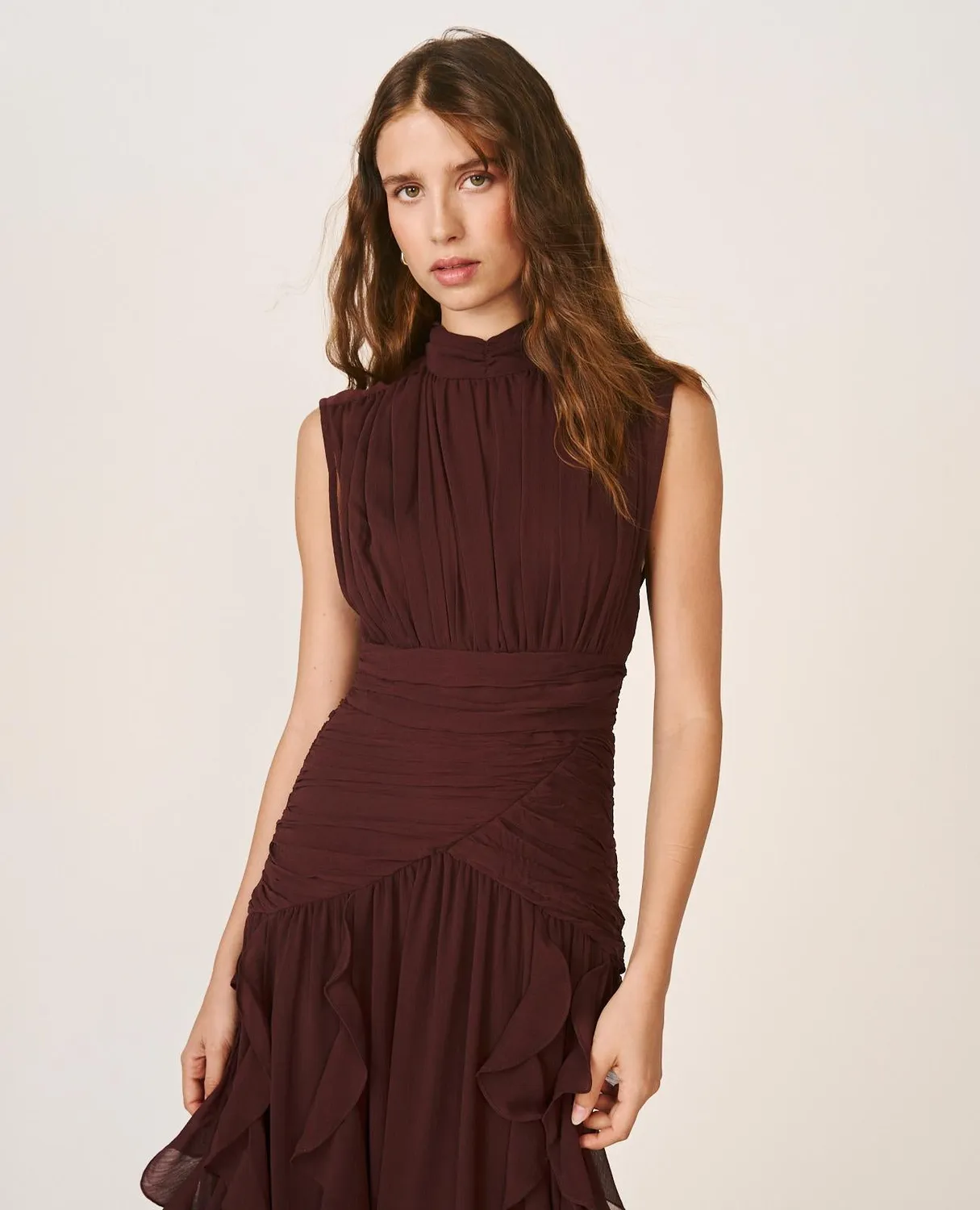 Alma en Pena I26CL0244 robe longue marron volants
