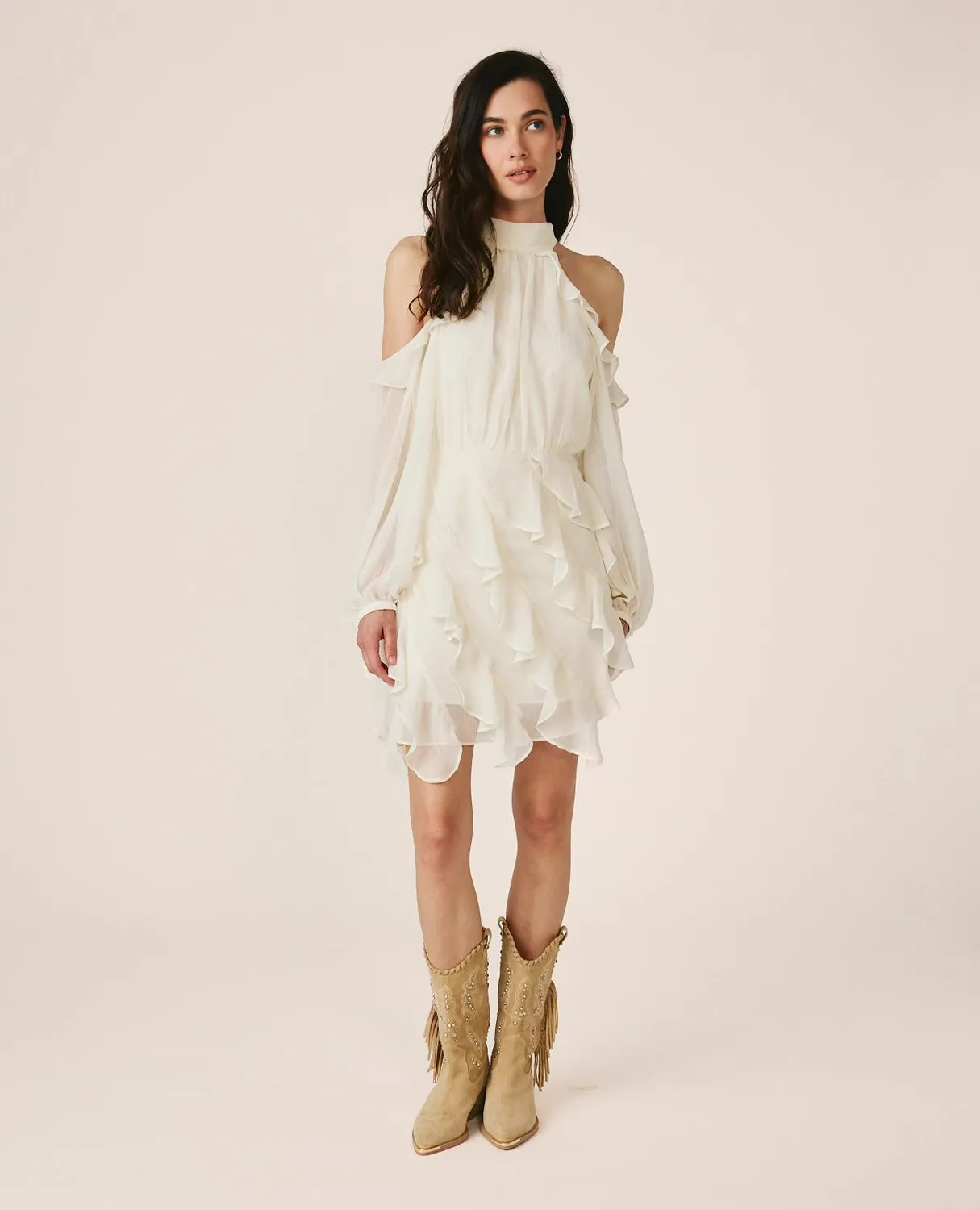 Alma en Pena V26CL0105 robe halter blanche gaze