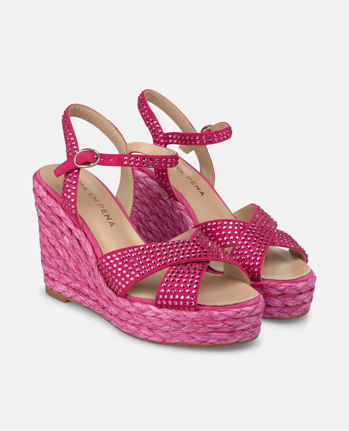 Alma en Pena V2551003 compensées fuchsia strass talon 9,8 cm
