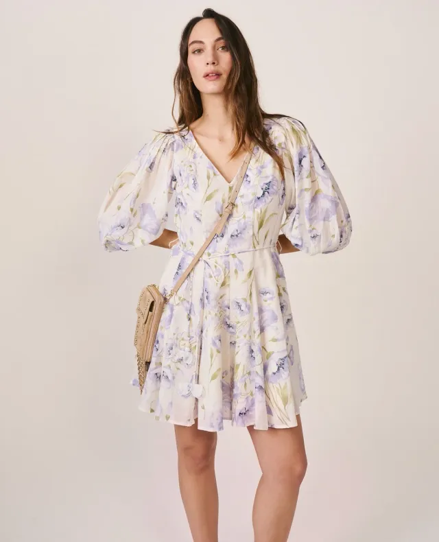 Alma en Pena V26CL0102 robe mini lavande fleurie