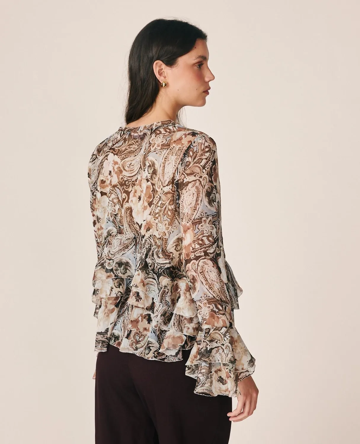 Alma en Pena I26CL0504 blouse gaze bleue florale