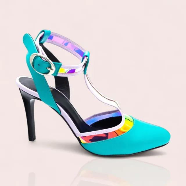 Karine Arabian BRITTANY sandales vinyle turquoise 90mm