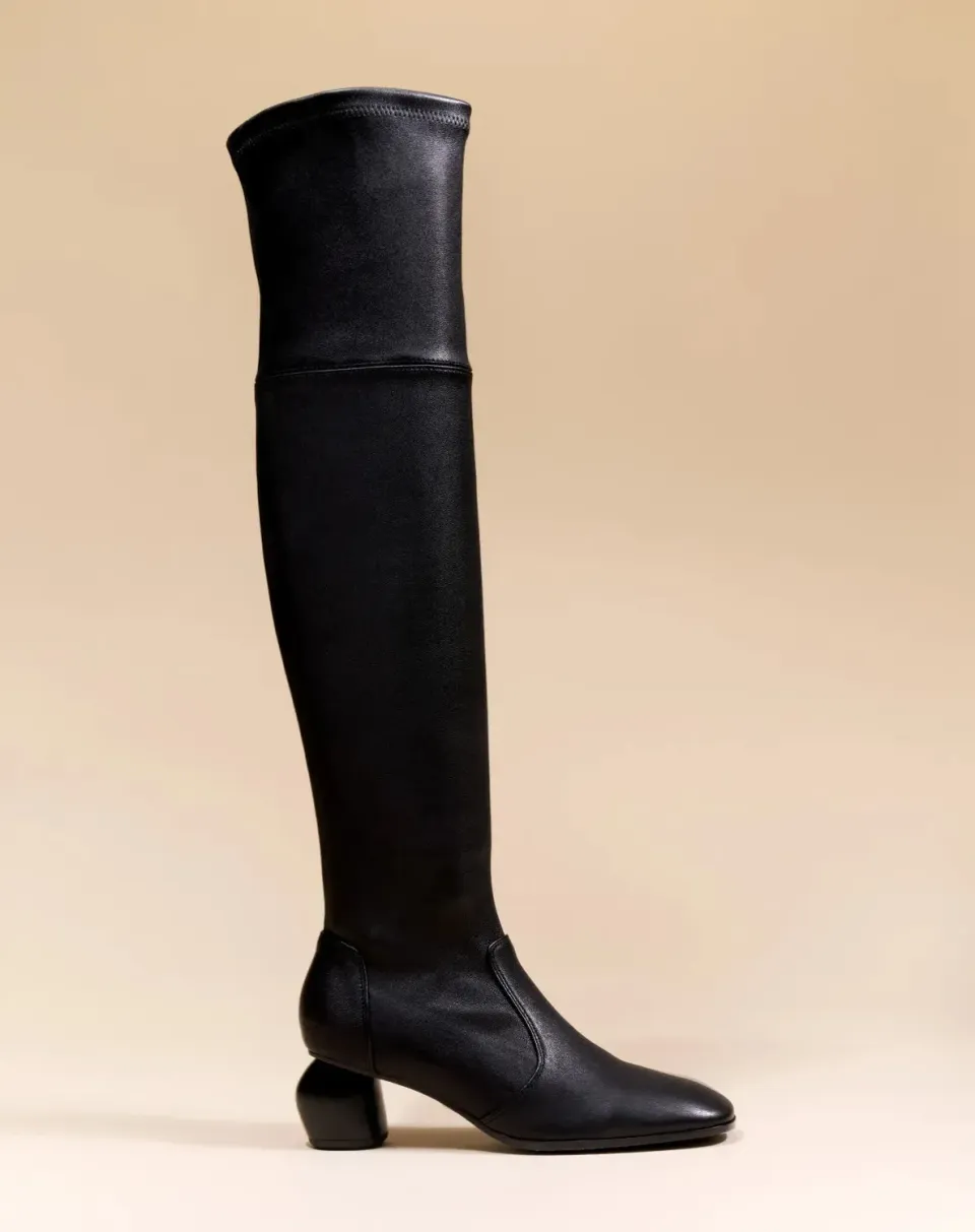 Mi/Mai Gae Low cuissardes cuir agneau noir talon 5 cm