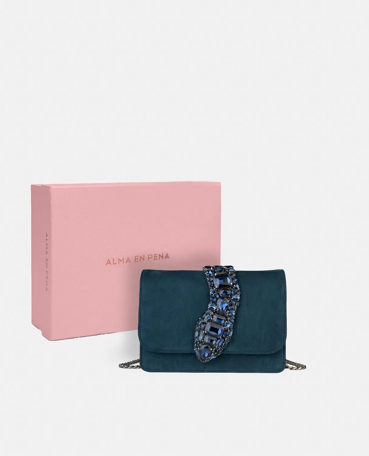 Alma en Pena BG104 sac bandoulière cuir bleu chaîne