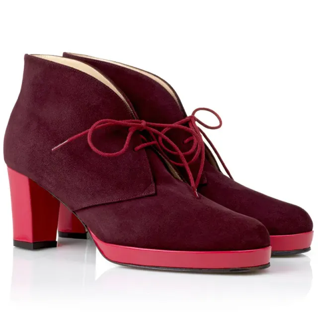 Bégum Paris Diane bottines velours grenat rose