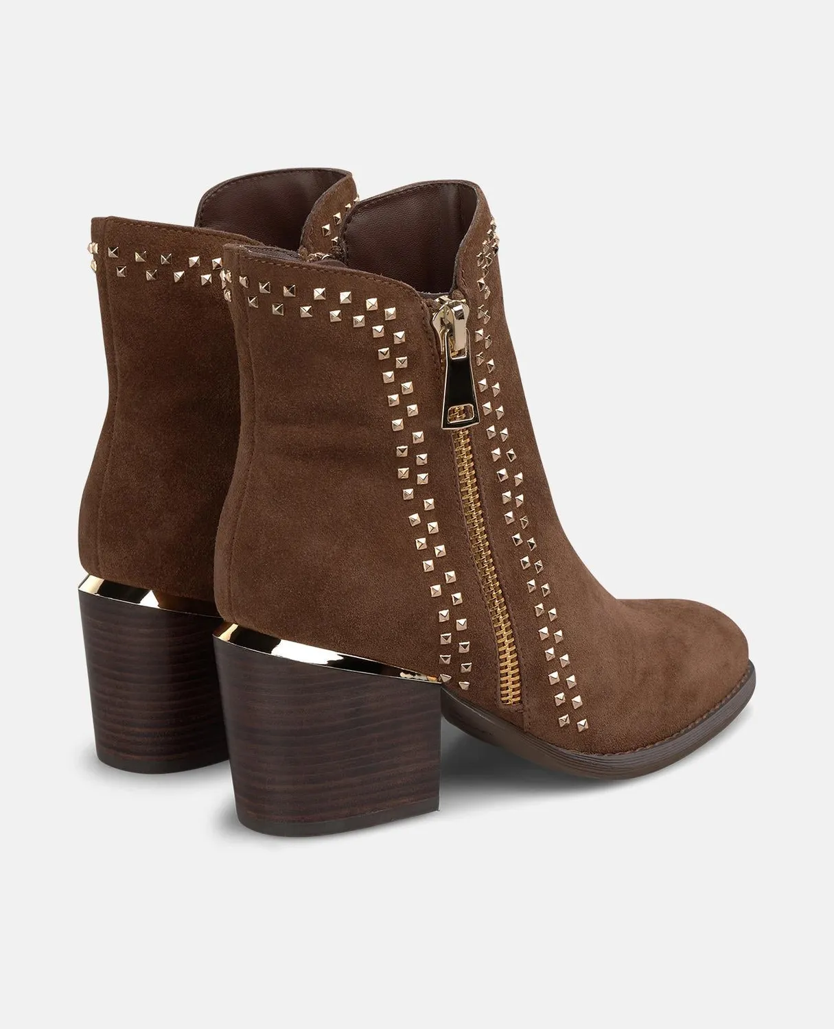 ALMA EN PENA I2652400C bottines daim camel cloutées 7,5 cm