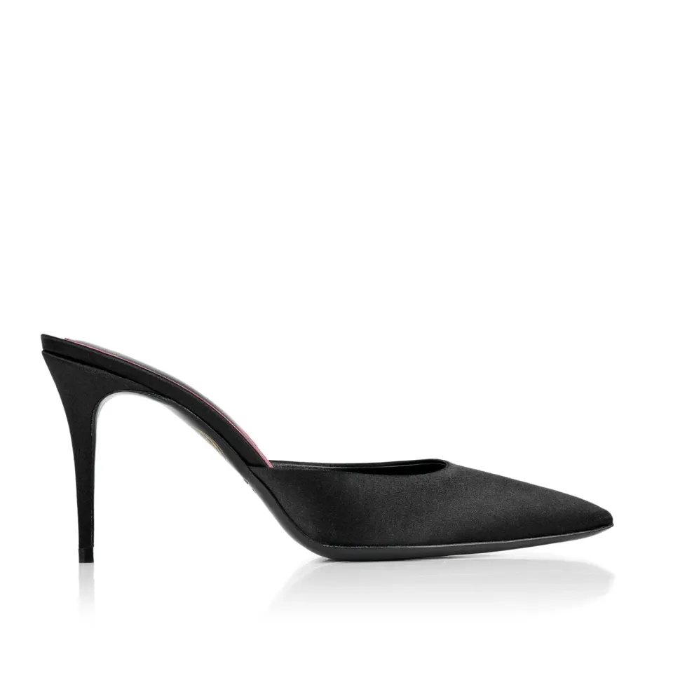 Maison Ernest Lux 85 mules noir satin talon 8,5 cm