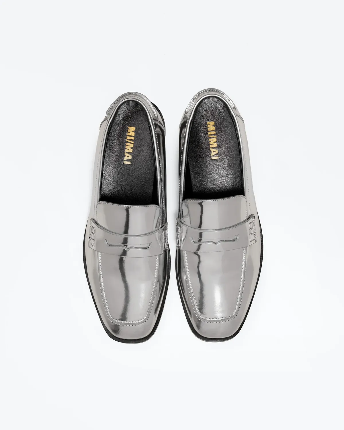 Mi/Mai Luciano mocassins cuir argenté effet miroir