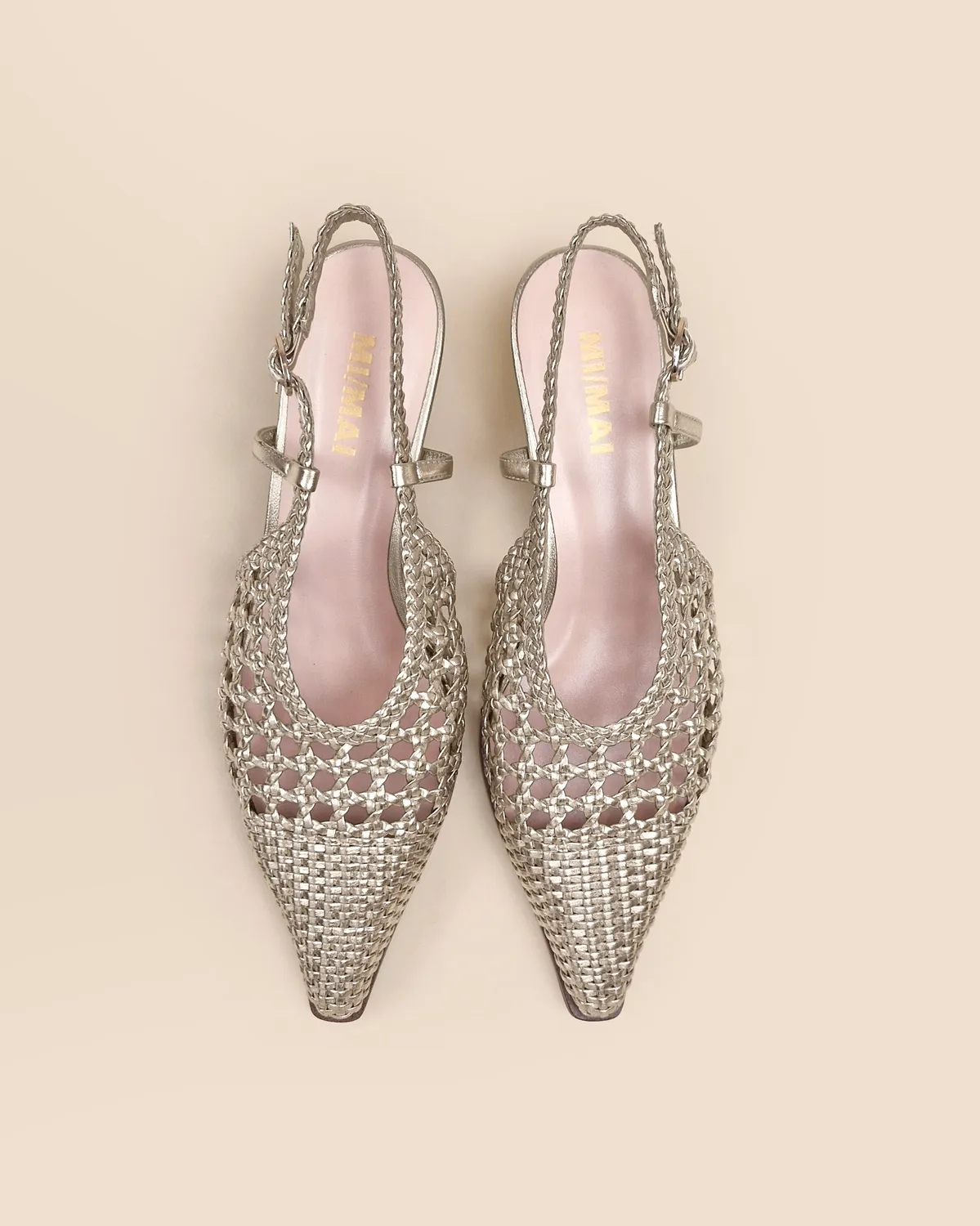 Mi/Mai Marina Woven Gold escarpin doré talon 4cm
