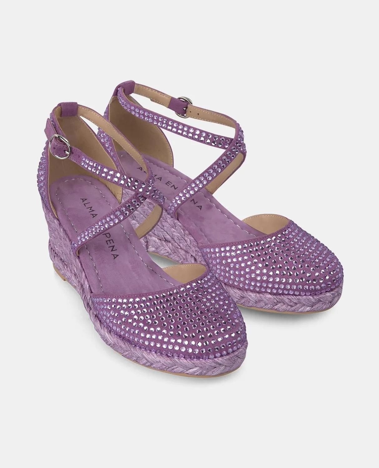 Alma en Pena V2551053 compensées violet strass 5 cm