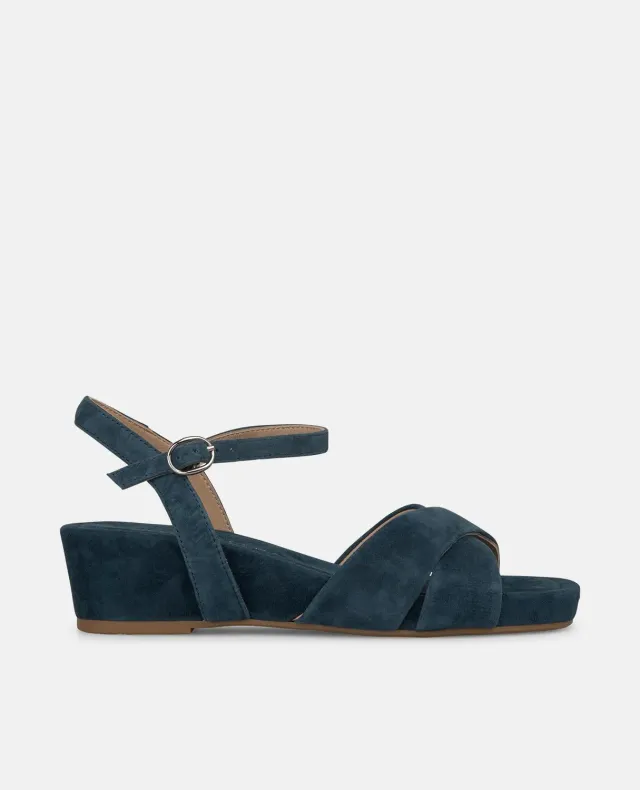 Alma en Pena V267707 sandale bleu marine cuir compensée