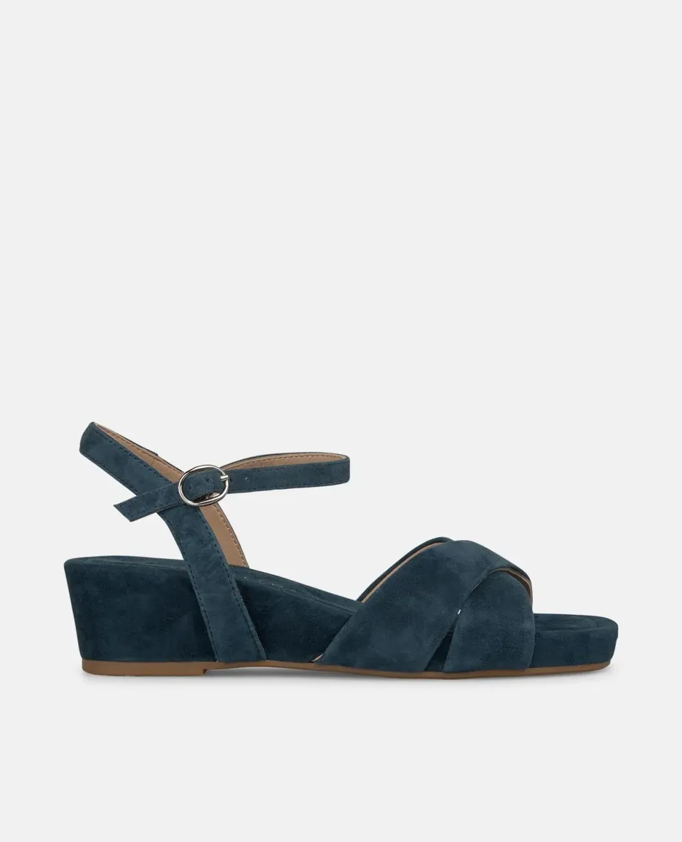 Alma en Pena V267707 sandale bleu marine cuir compensée