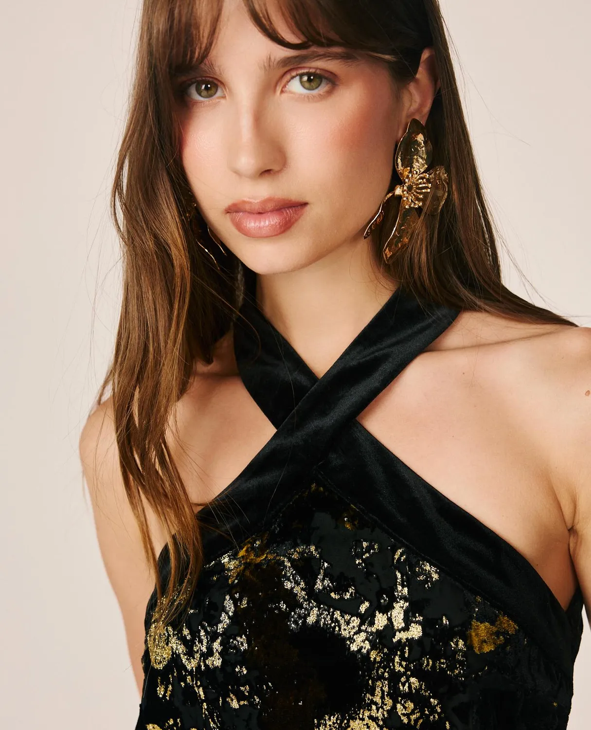 Alma en Pena I26CL0633 top halter noir imprimé