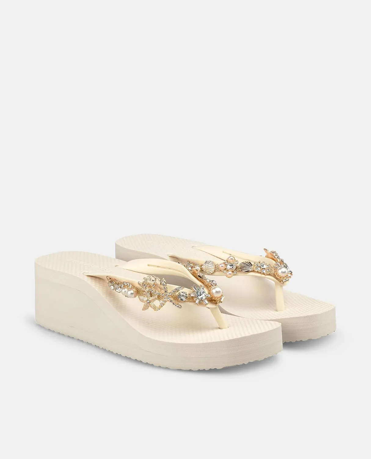 Alma en Pena V269015 tongs plateforme blanche strass 5,5 cm
