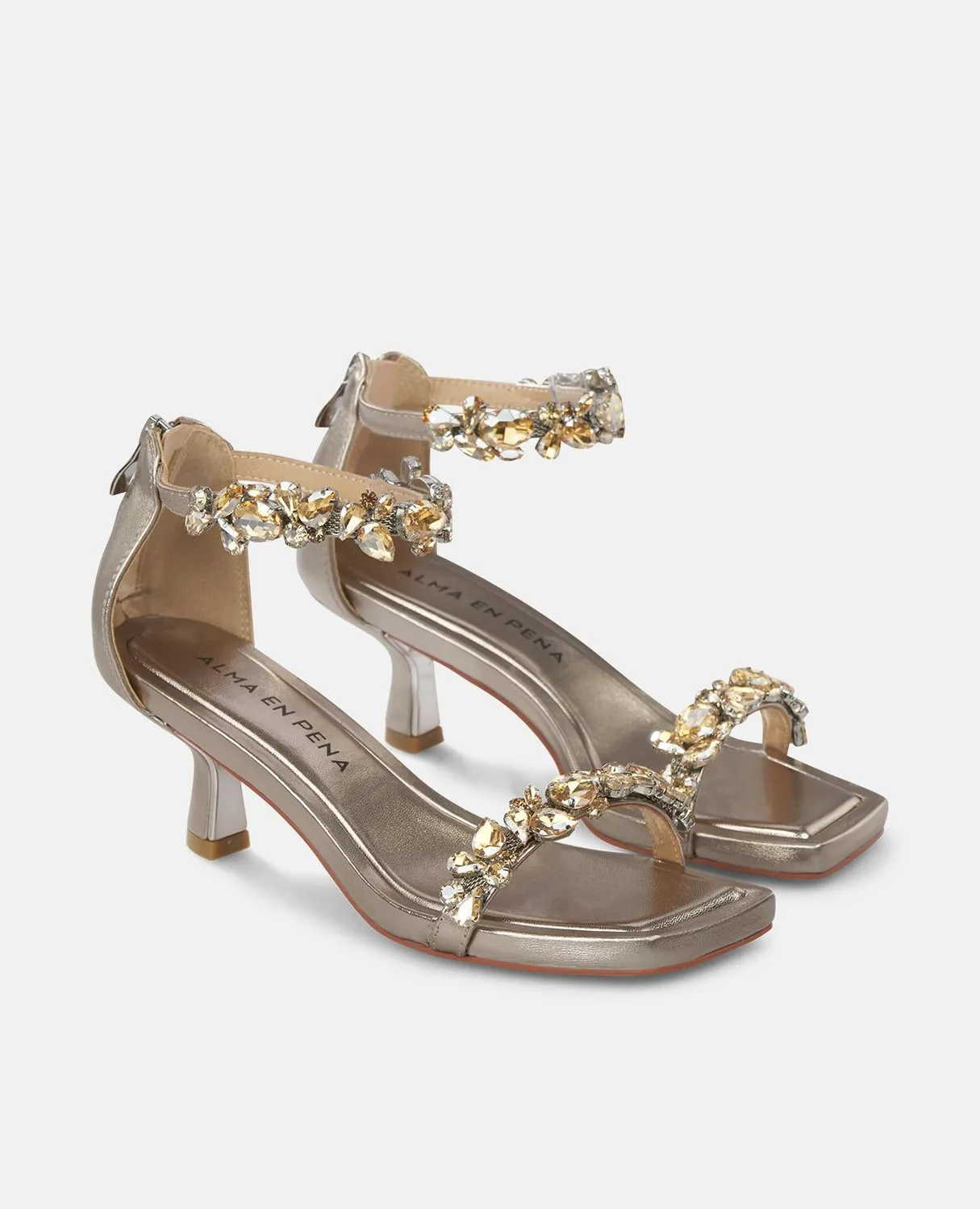 Alma en Pena I250089 sandales bronze strass cuir talon 5,5 cm