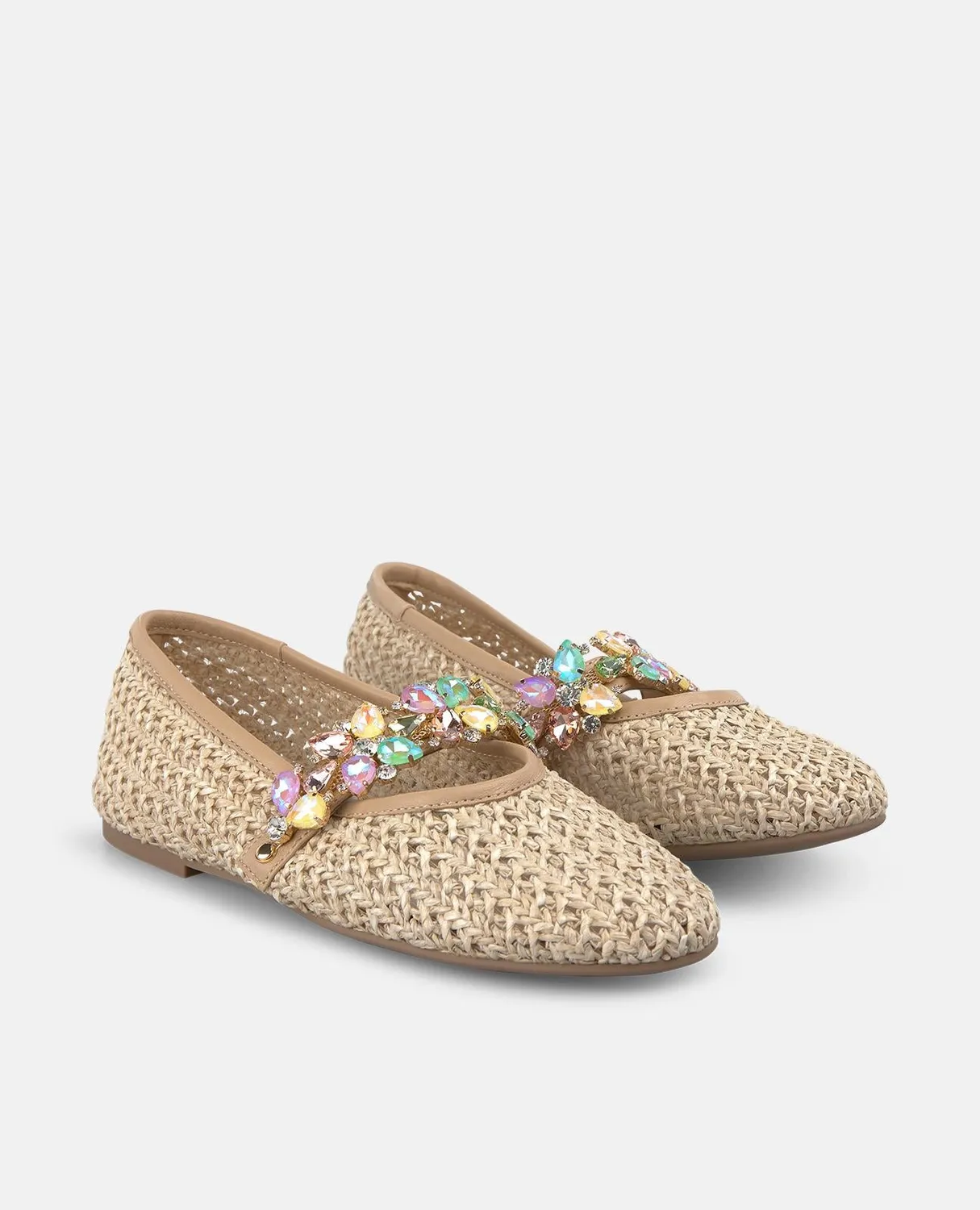 Alma en Pena V261205 ballerines sable rafia bijou plates