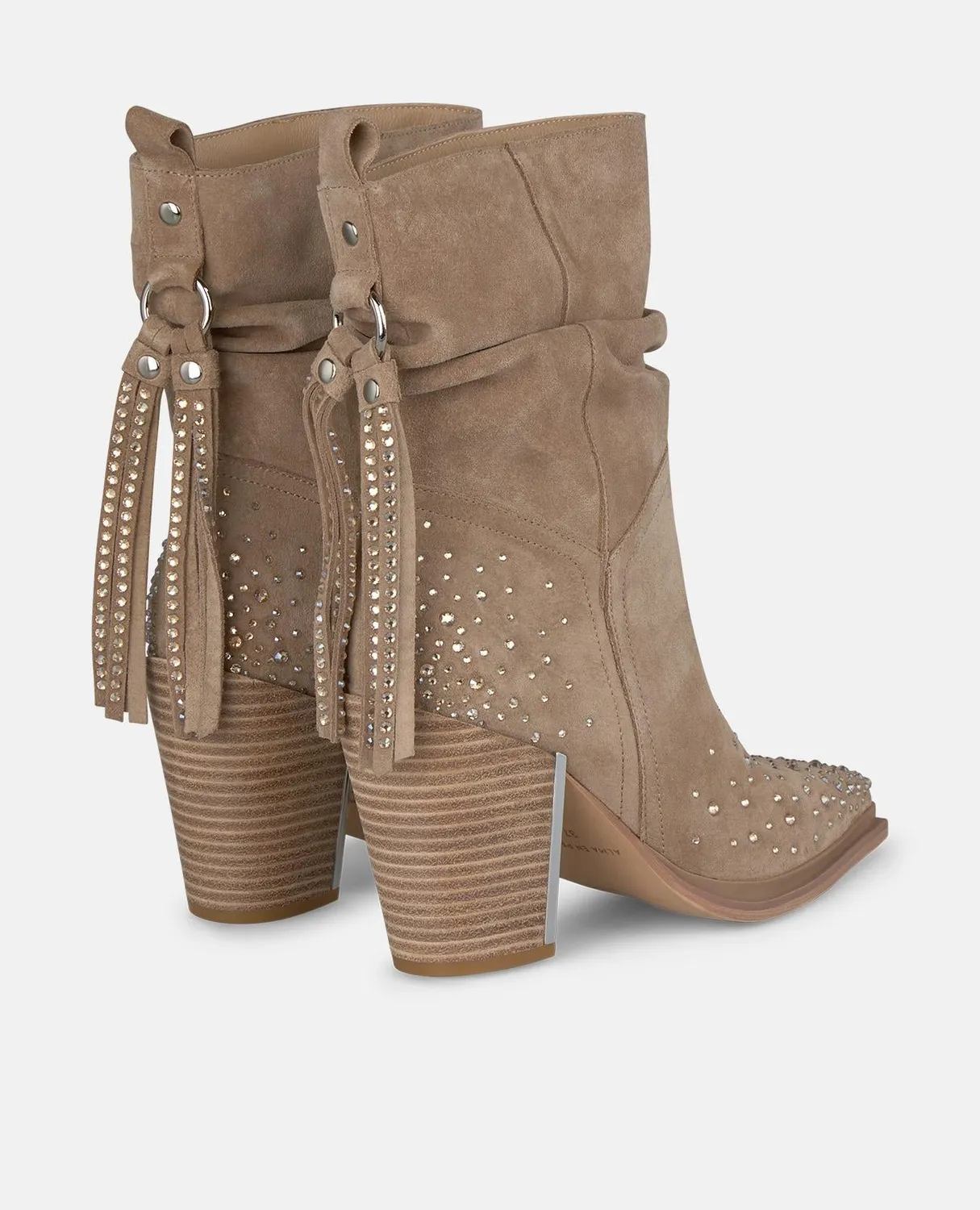 Alma en Pena I250707 bottines cowboy vison franges talon 9,5 cm