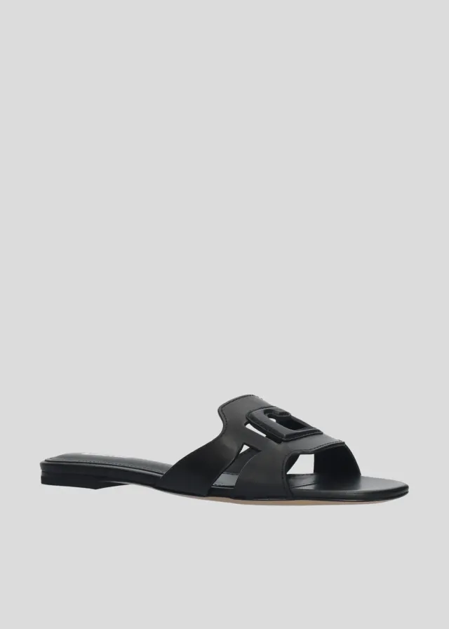 Lola Cruz Cuirine sandales plates noires cuir